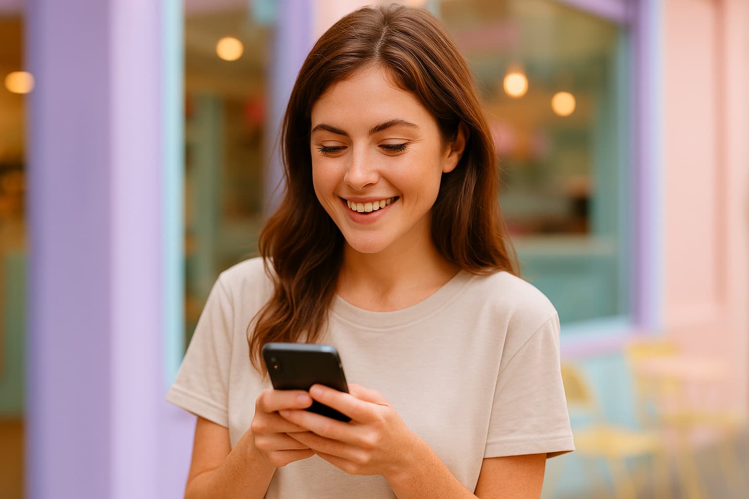 Happy person using Fundudu app
